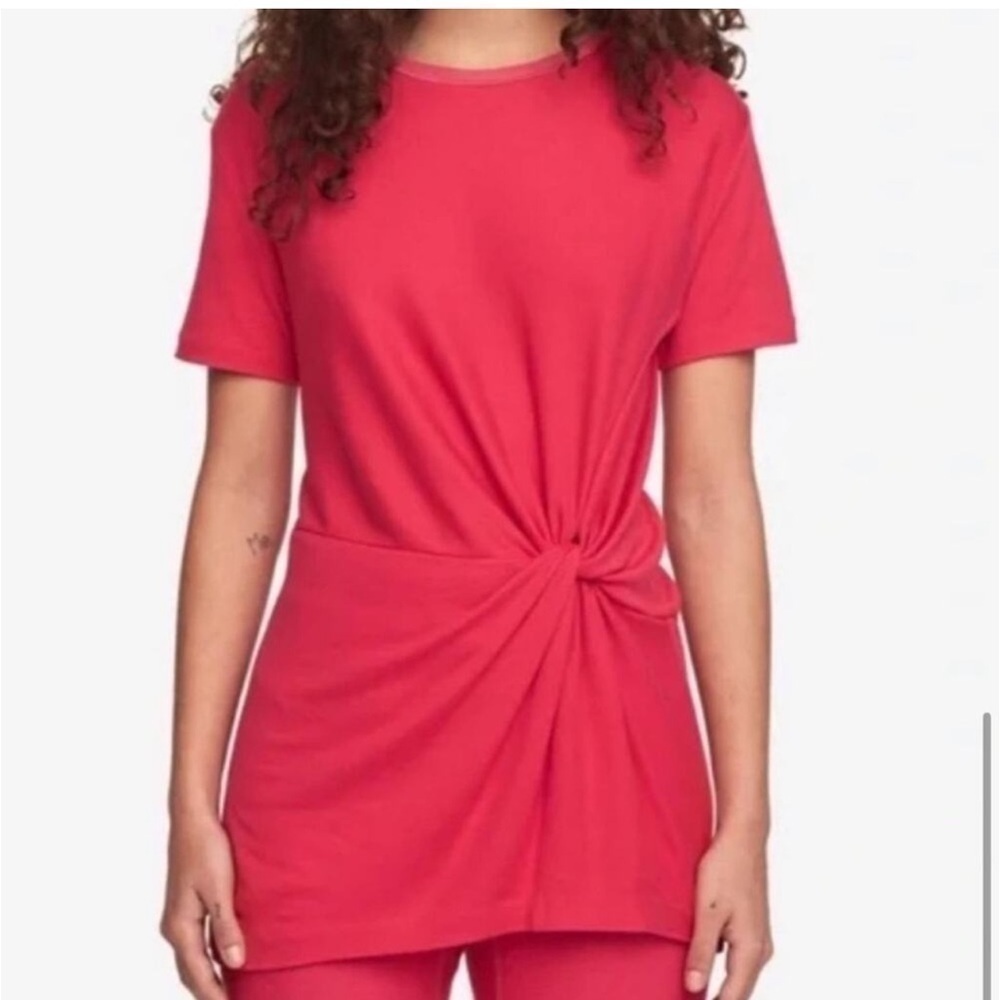 Rag & Bone Marina Short Sleeve Drape Tee Top In Magenta Pink.Size M